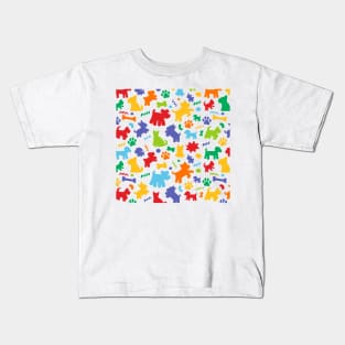 Dog Pattern Rainbow Big Kids T-Shirt